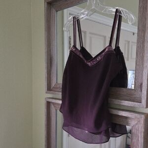 LOFT Deep Purple Beaded Top
